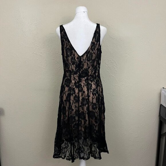 black floral lace y2k sleeveless midi dress - Picture 2 of 8